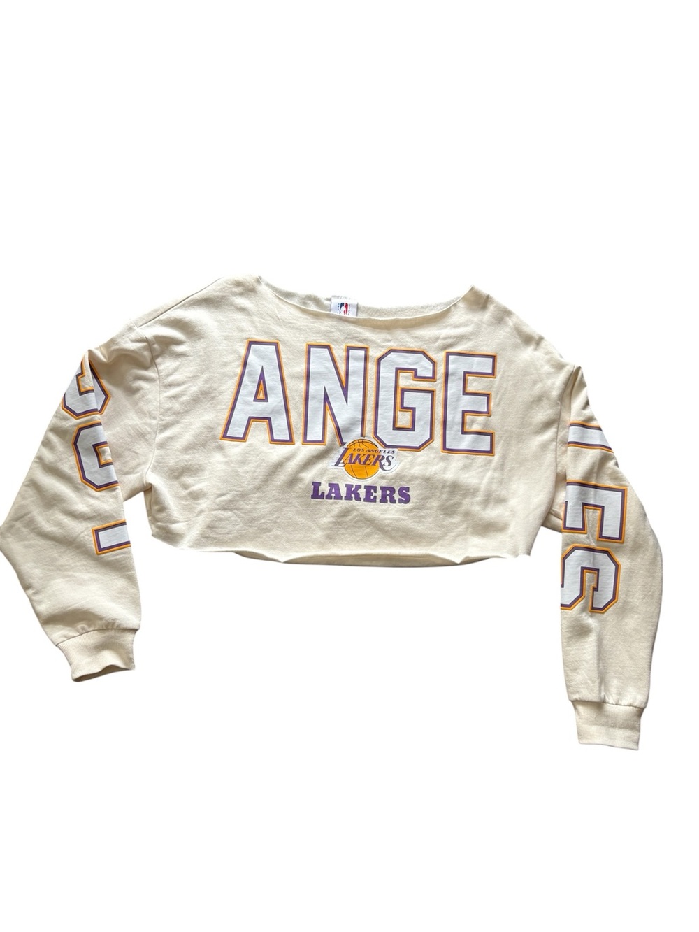 NBA Los Angeles Lakers Cream Cropped Sweatshirt Size Large NWOT